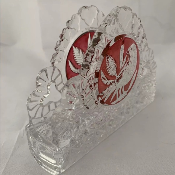 HOFBAUER Byrdes Crystal Napkin Letter Holder Circa 1950s made in Germany - Picture 5 of 14